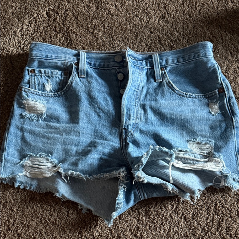 Levi's Light Blue Distressed Jean Shorts